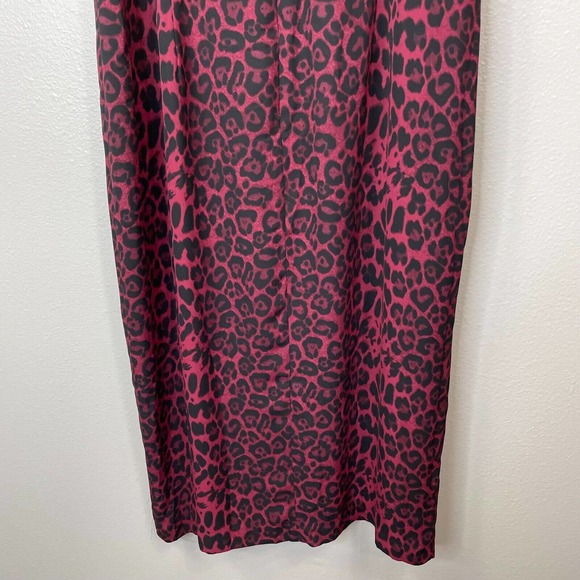 DRESS THE POPULATION Shaireen Leopard Dress Womens Large Burgundy Sleeveless - Picture 9 of 15